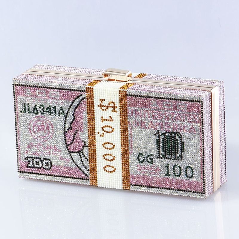 Dollar Clutch Purse for Women from, Rhinestone Evening Handbag Money Bag