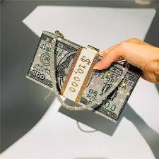 Dollar Clutch Purse for Women from, Rhinestone Evening Handbag Money Bag