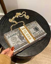 Dollar Clutch Purse for Women from, Rhinestone Evening Handbag Money Bag