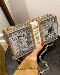 Dollar Clutch Purse for Women from, Rhinestone Evening Handbag Money Bag
