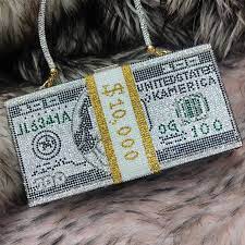 Dollar Clutch Purse for Women from, Rhinestone Evening Handbag Money Bag